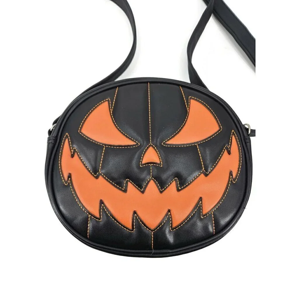 Pumpkin Kult Love Pain Stitches Jack O Lantern Pumpkin Handbag Black 2 Faces